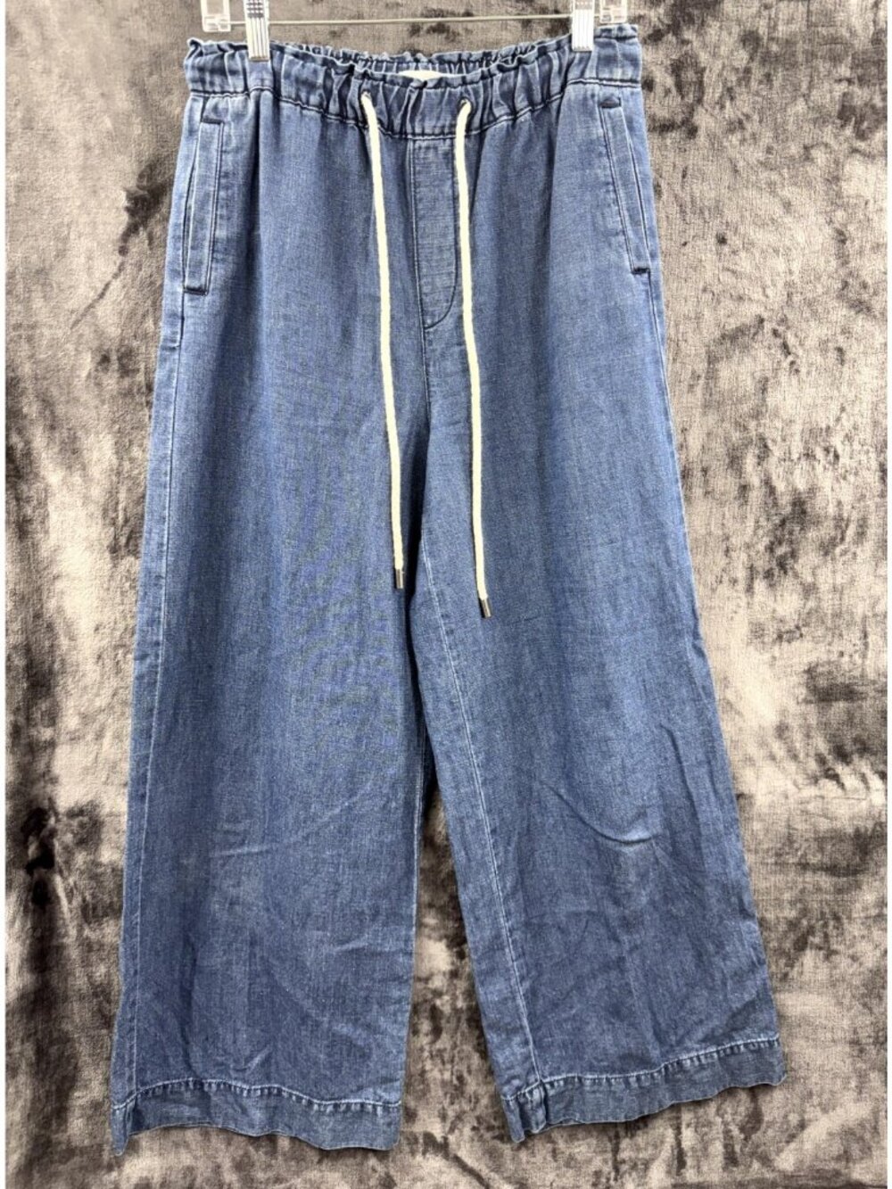 LOFT Lou & Grey Size S Women's Wide Leg Denim Pants Pull On Drawstring Trousers